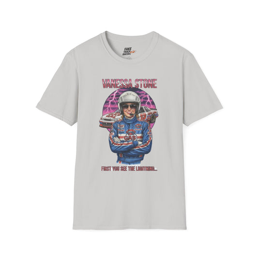 Vintage Style 90s Racing Tee Shirt VANESSA STONE Lightning Fake Track Racers