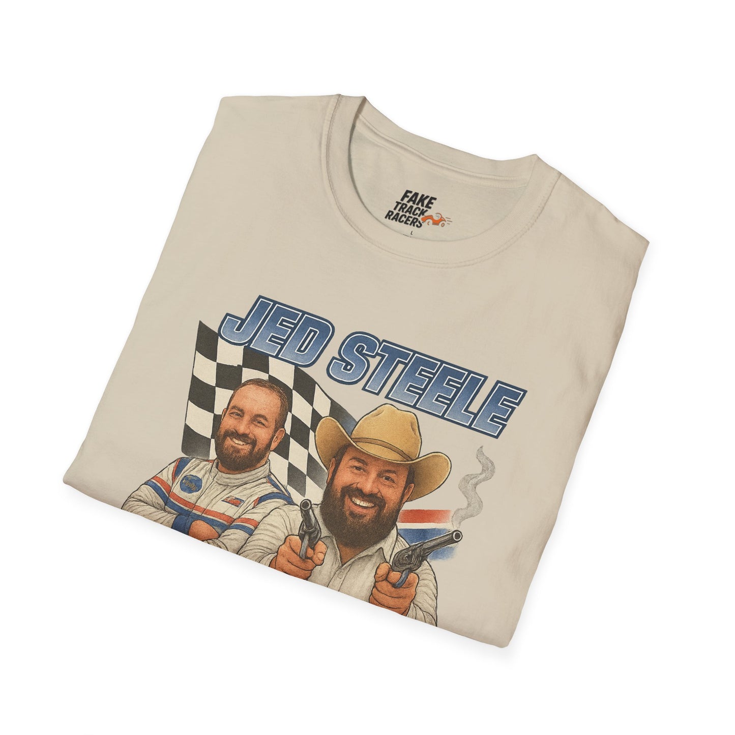 Vintage Style 90s Racing Tee Shirt JED STEELE AllOut Fake Track Racers