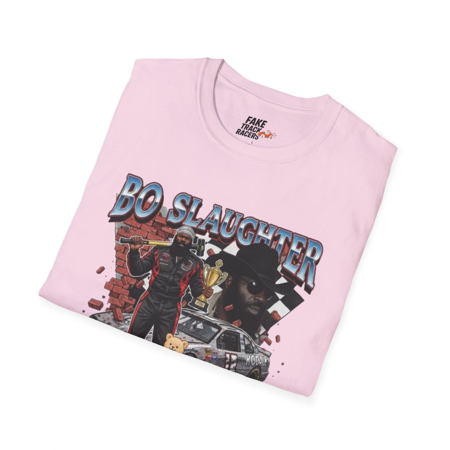 Vintage Style 90s Racing Tee Shirt BO SLAUGHTER Kuddle Fake Track Racers