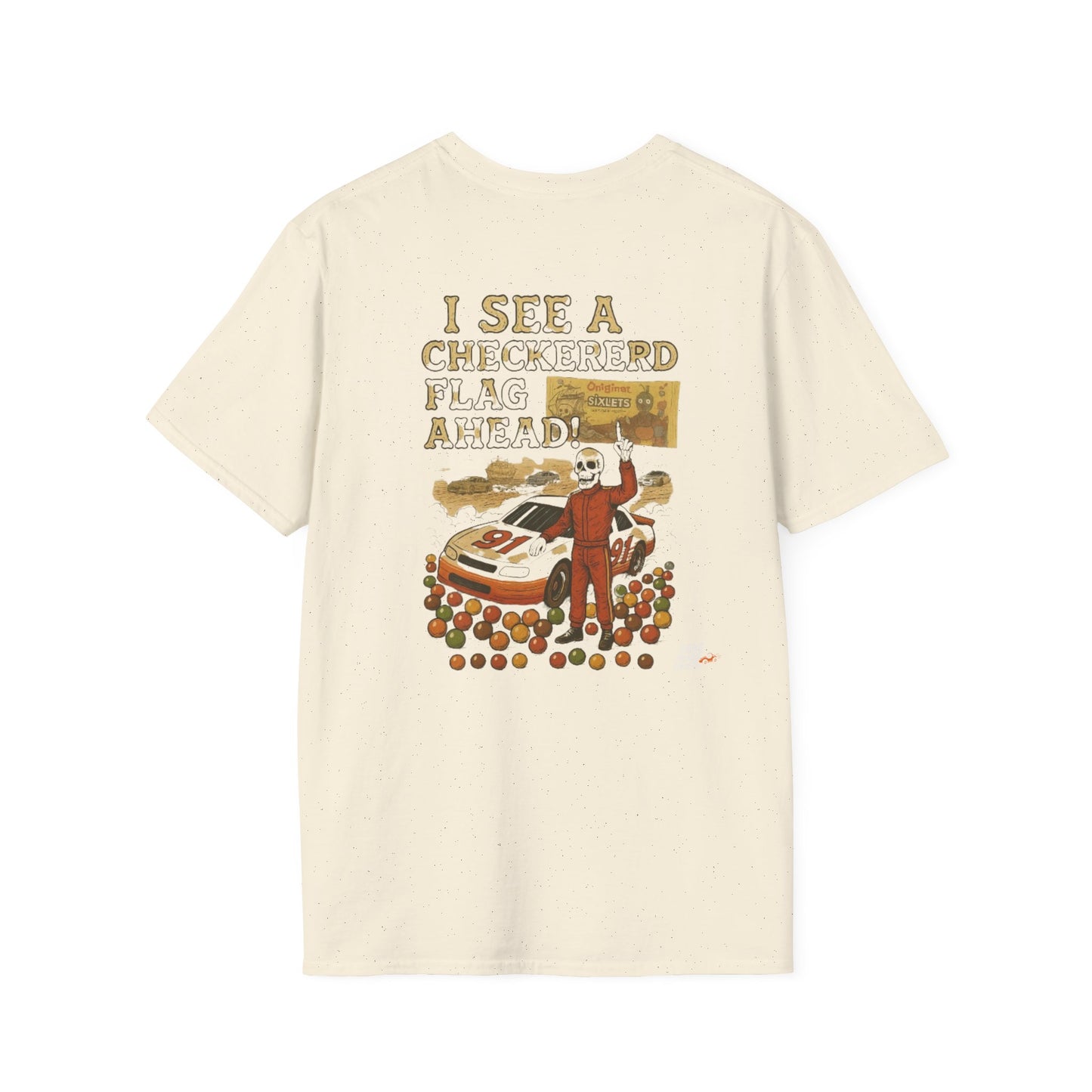 Vintage Style 90s Racing Tee JED NEWMAN Pirate Fake Track Racers