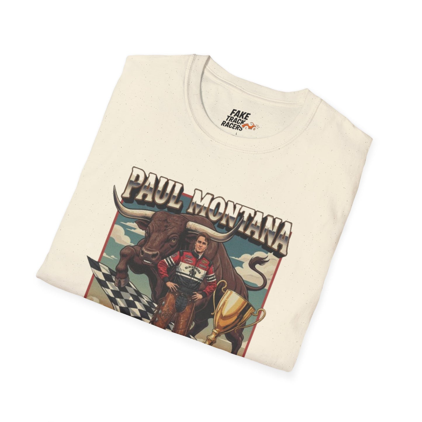 Vintage Style 90s Racing Tee Shirt PAUL MONTANA Bull Fake Track Racers