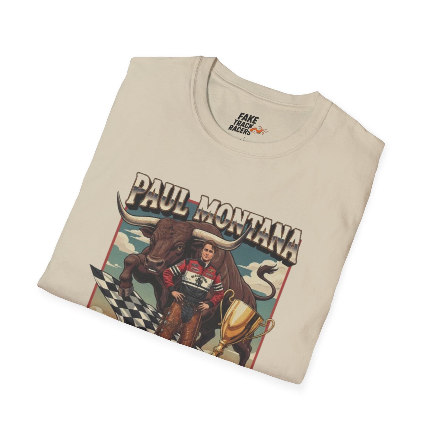 Vintage Style 90s Racing Tee Shirt PAUL MONTANA Bull Fake Track Racers