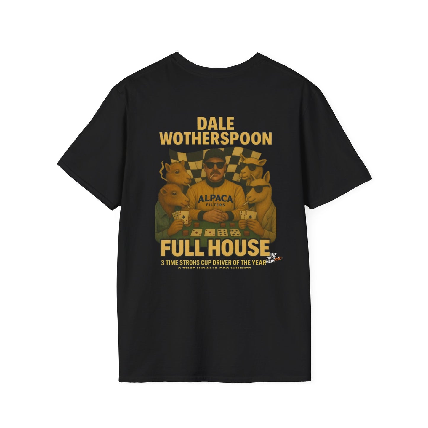 Vintage Style 90s Racing Tee Shirt DALE WOTHERSPOON Alpaca Fake Track Racers