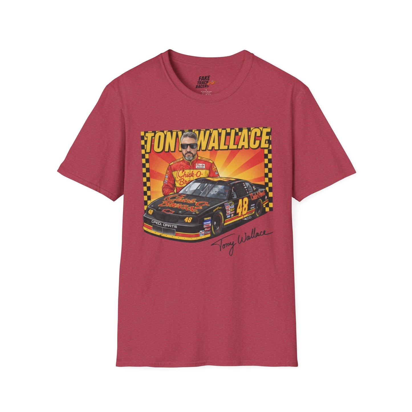 Vintage Style 90s Racing Tee Shirt TONY WALLACE Chick Fake Track Racers