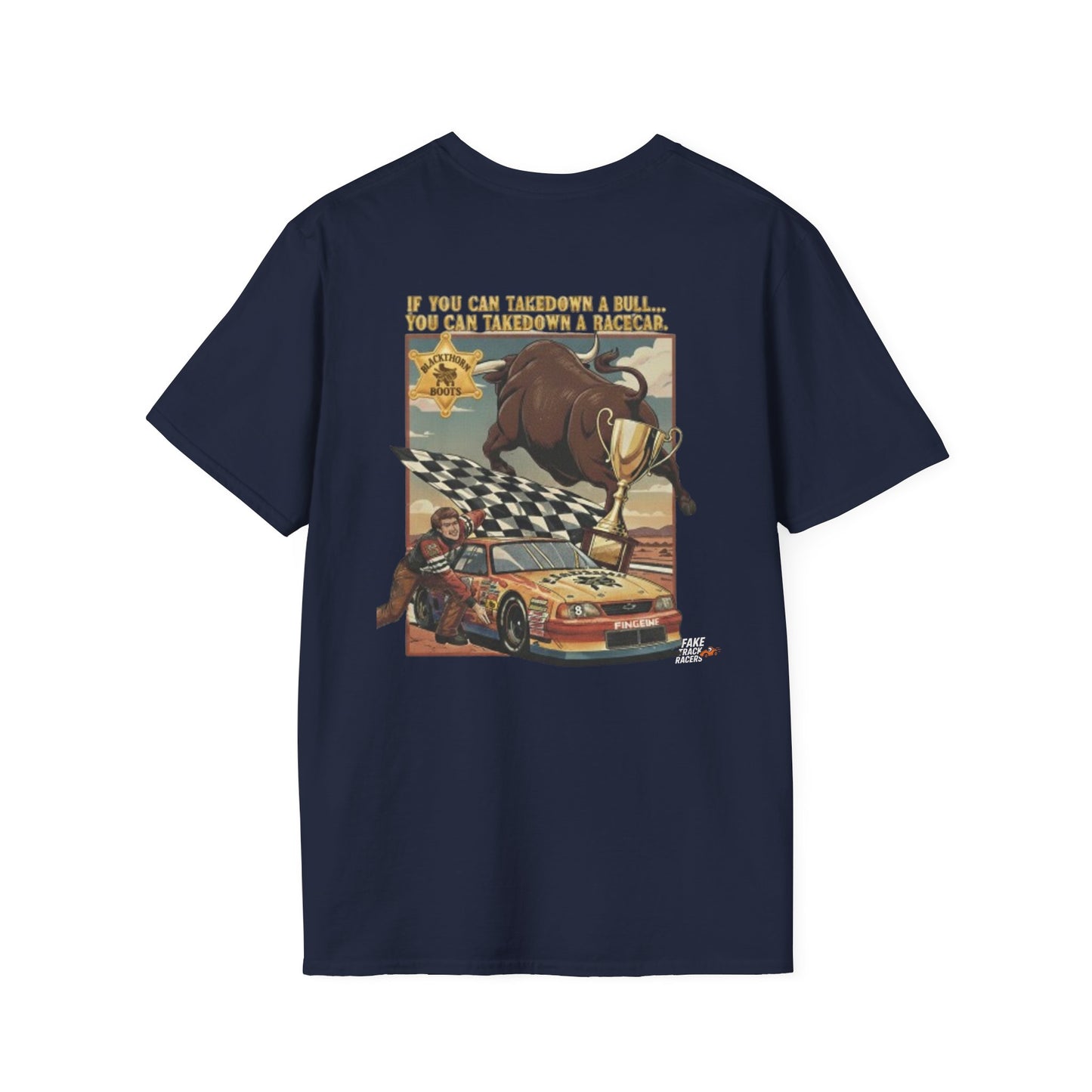 Vintage Style 90s Racing Tee Shirt PAUL MONTANA Bull Fake Track Racers