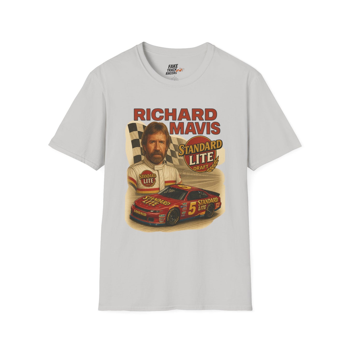 Vintage Style 90s Racing Tee Shirt RICHARD MAVIS Standard Fake Track Racers