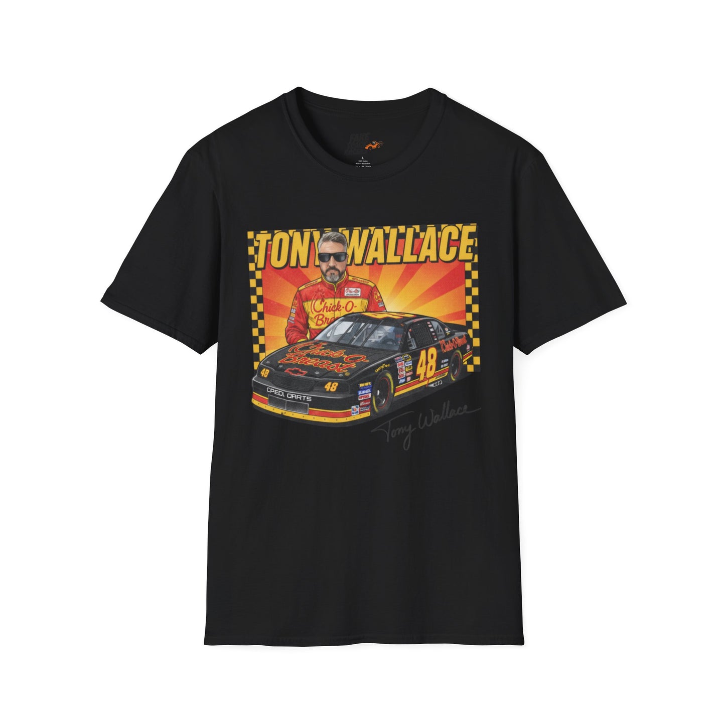 Vintage Style 90s Racing Tee Shirt TONY WALLACE Chick Fake Track Racers