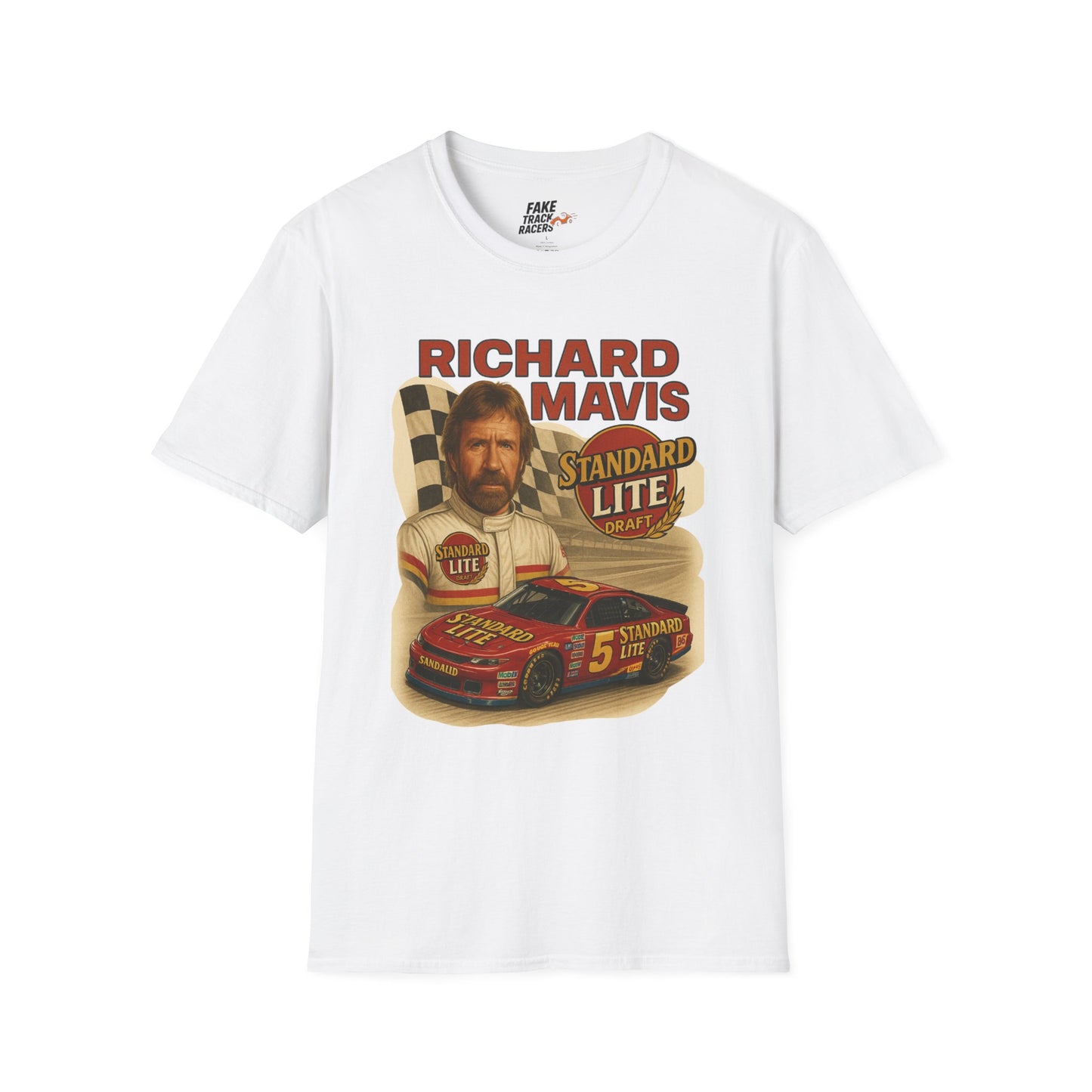 Vintage Style 90s Racing Tee Shirt RICHARD MAVIS Standard Fake Track Racers