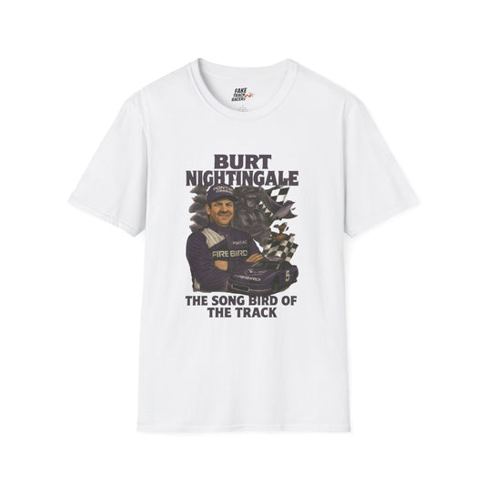Vintage Style 90s Racing Tee Shirt BURT NIGHTINGALE Song Bird Fake Track Racers