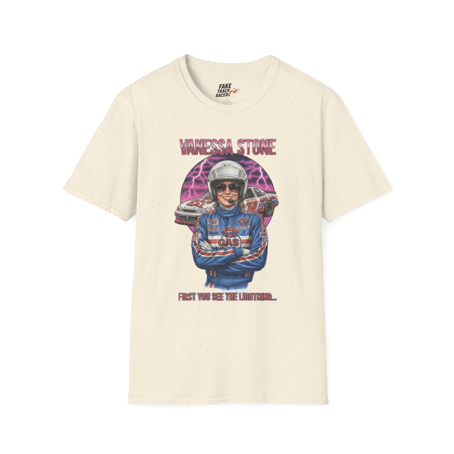 Vintage Style 90s Racing Tee Shirt VANESSA STONE Lightning Fake Track Racers