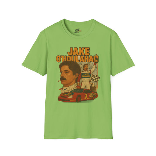 Vintage Style 90s Racing Tee Shirt JAKE OHOULAHAN Lucky Trinkets Fake Track Racers