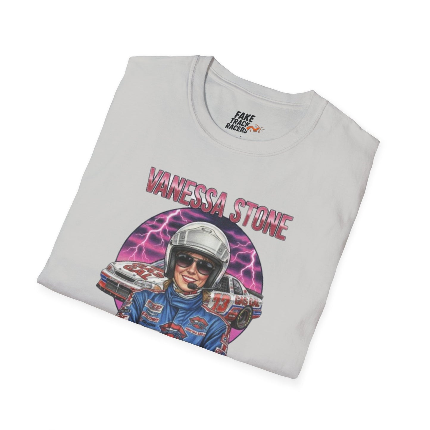 Vintage Style 90s Racing Tee Shirt VANESSA STONE Lightning Fake Track Racers