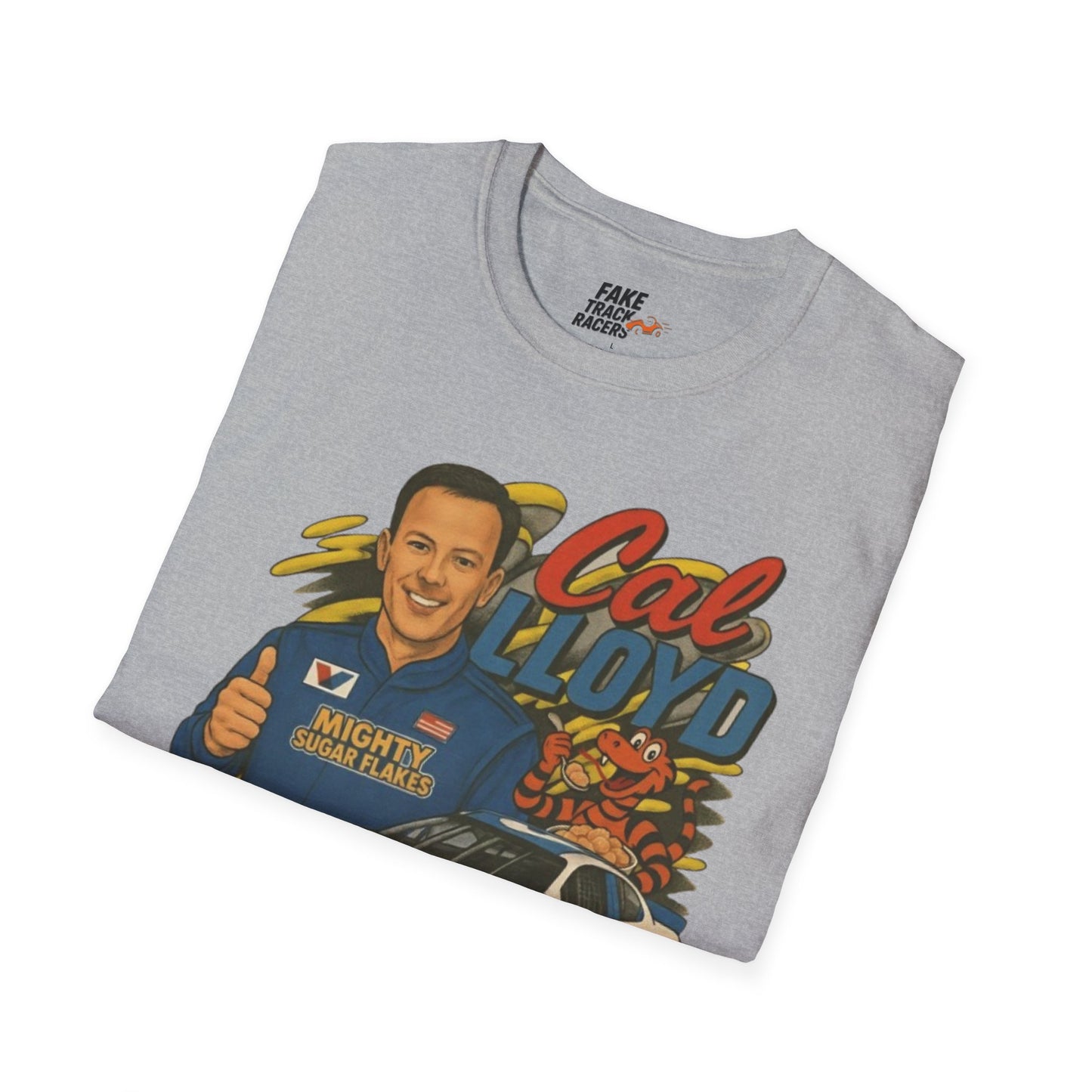 Vintage Style 90s Racing Tee Shirt CAL LLOYD Flakes Fake Track Racers