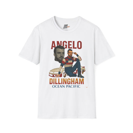 Vintage Style 90s Racing Tee Shirt ANGELO DILLINGHAM Ocean Pacific Fake Track Racers