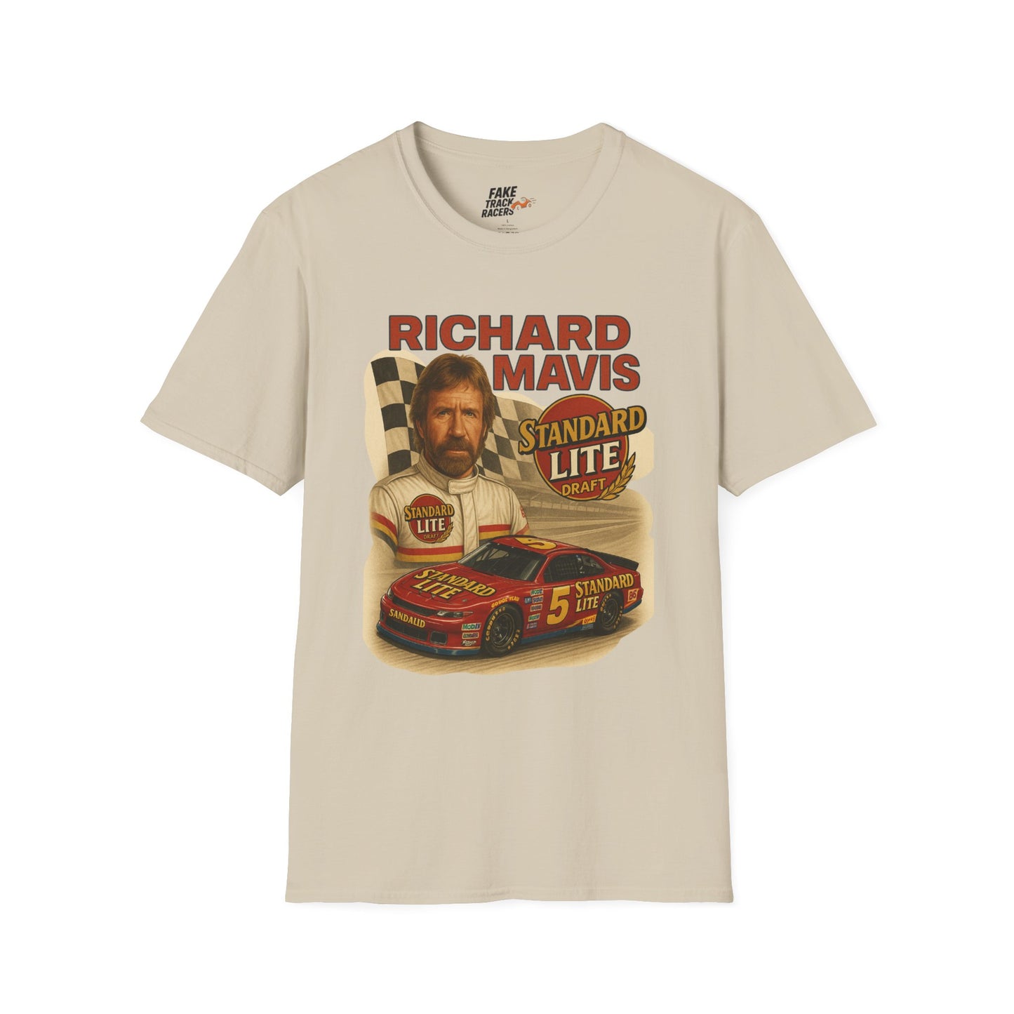 Vintage Style 90s Racing Tee Shirt RICHARD MAVIS Standard Fake Track Racers