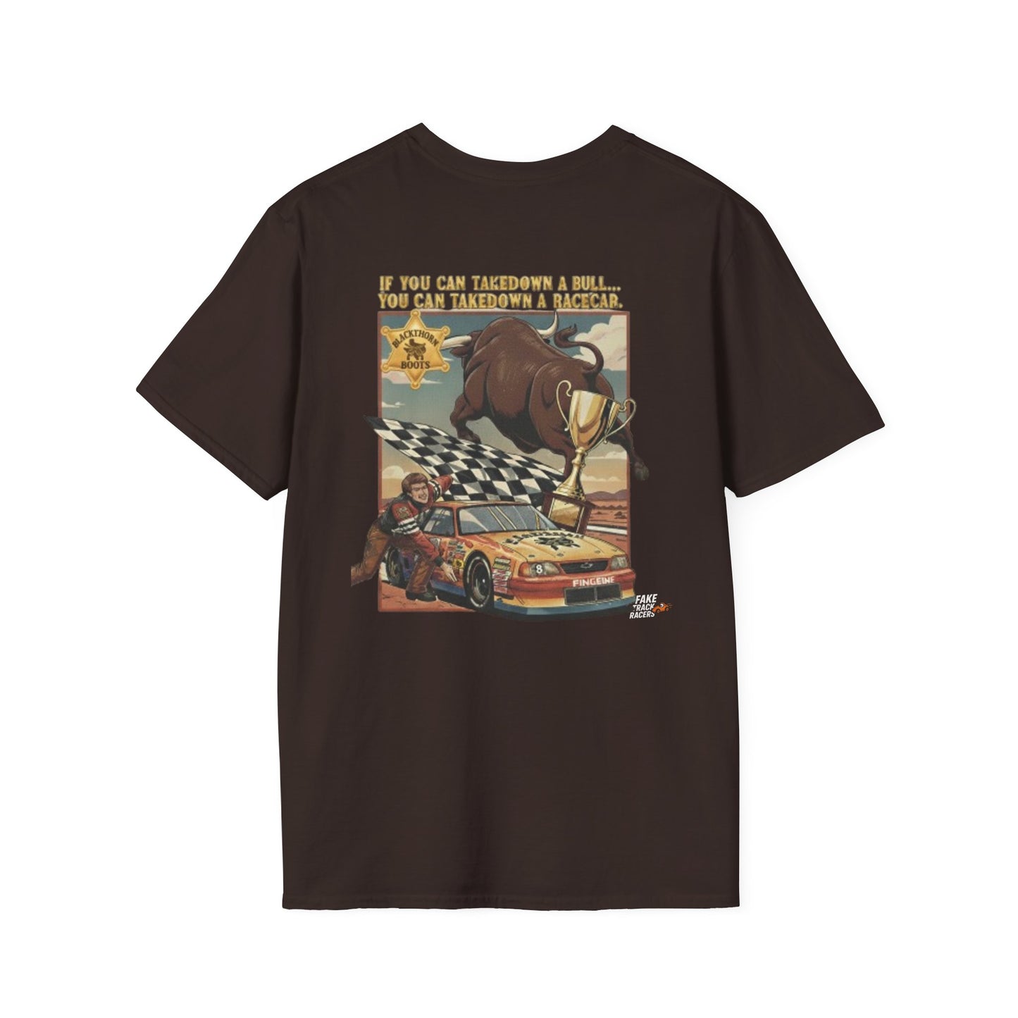 Vintage Style 90s Racing Tee Shirt PAUL MONTANA Bull Fake Track Racers