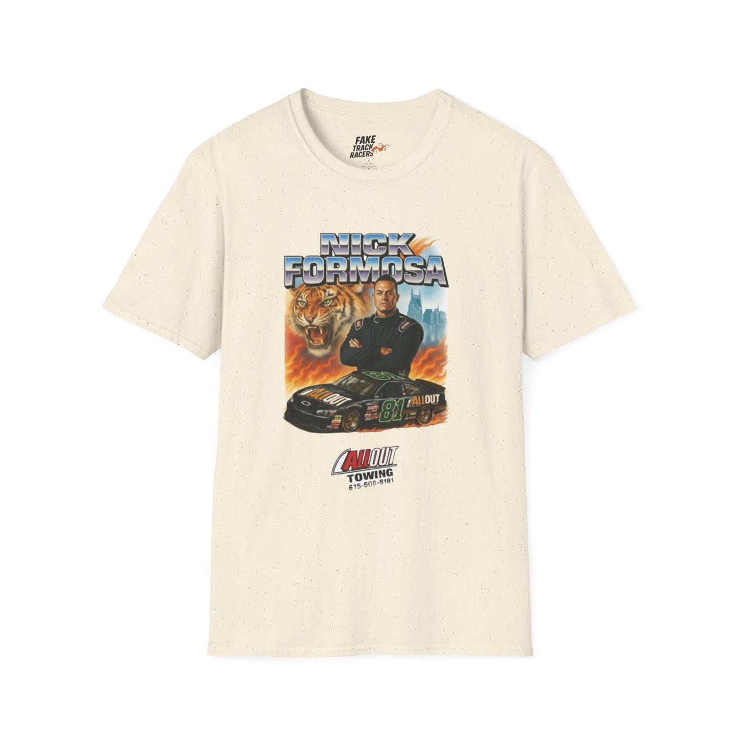 Vintage Style 90s Racing Tee Shirt NICK FORMOSA AllOut Fake Track Racers