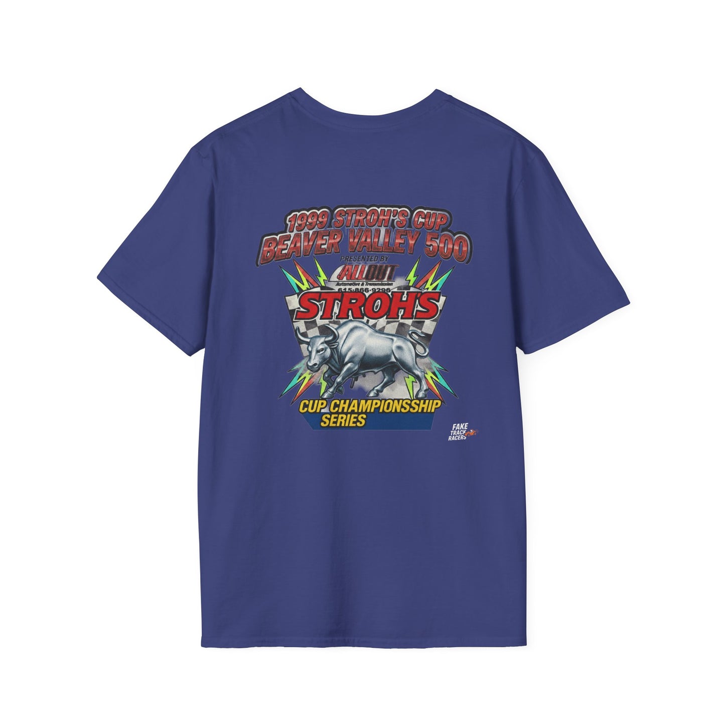 Vintage Style 90s Racing Tee Shirt STEELE VS CHRISTMAS Friendly Fire Fake Track Racers