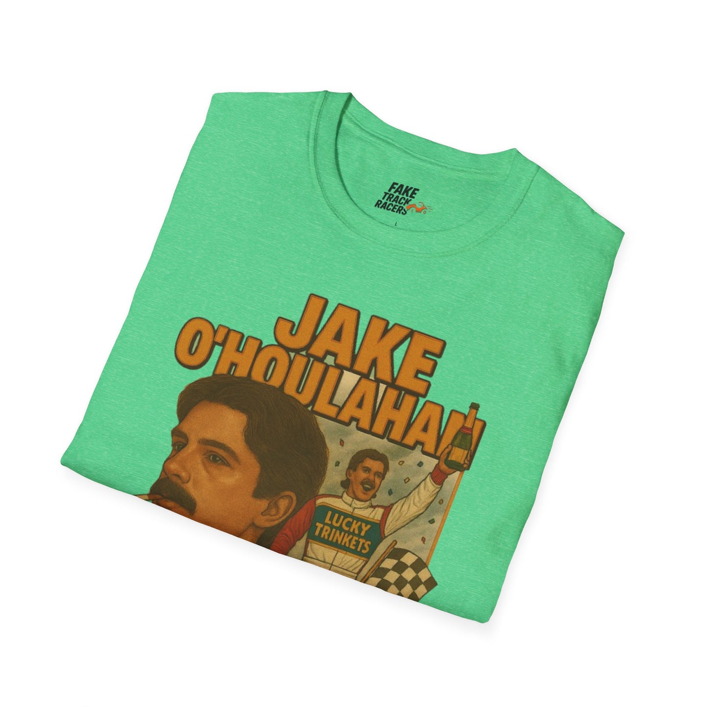 Vintage Style 90s Racing Tee Shirt JAKE OHOULAHAN Lucky Trinkets Fake Track Racers