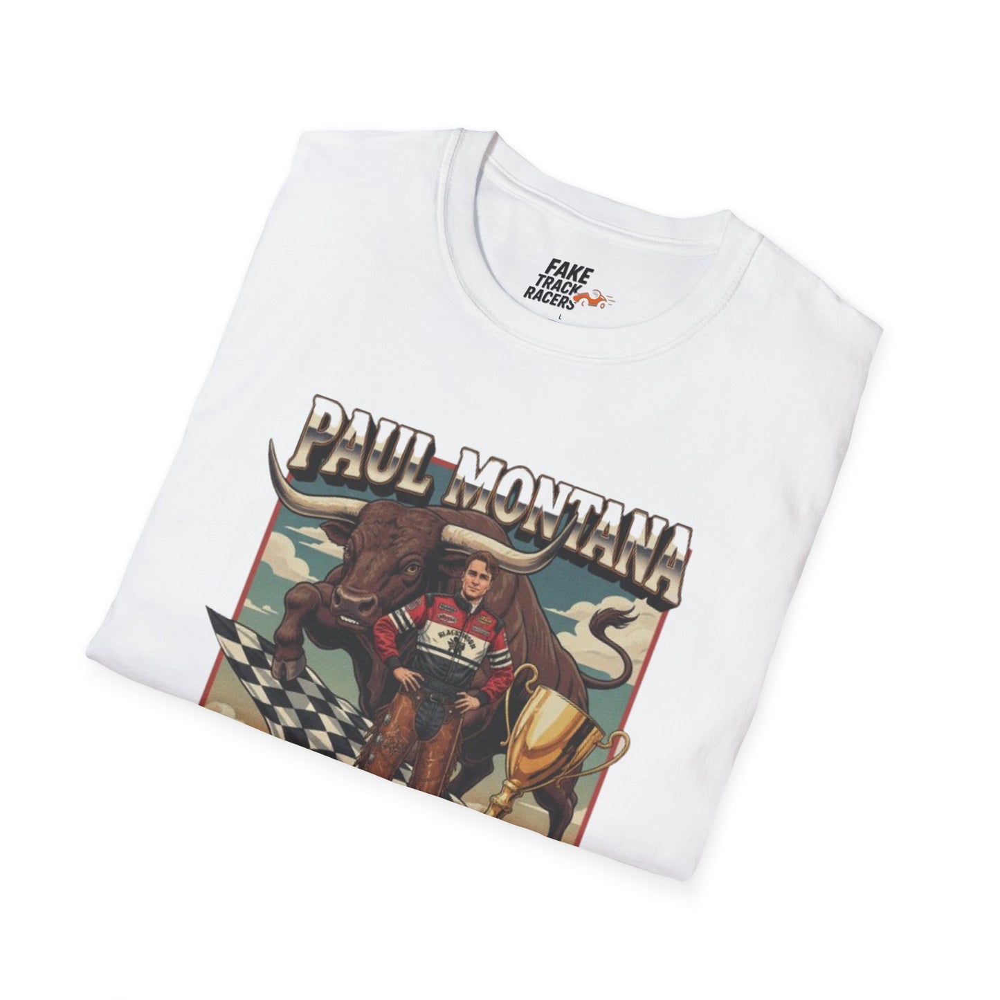 Vintage Style 90s Racing Tee Shirt PAUL MONTANA Bull Fake Track Racers