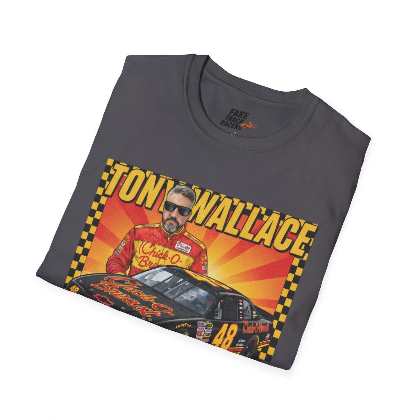 Vintage Style 90s Racing Tee Shirt TONY WALLACE Chick Fake Track Racers
