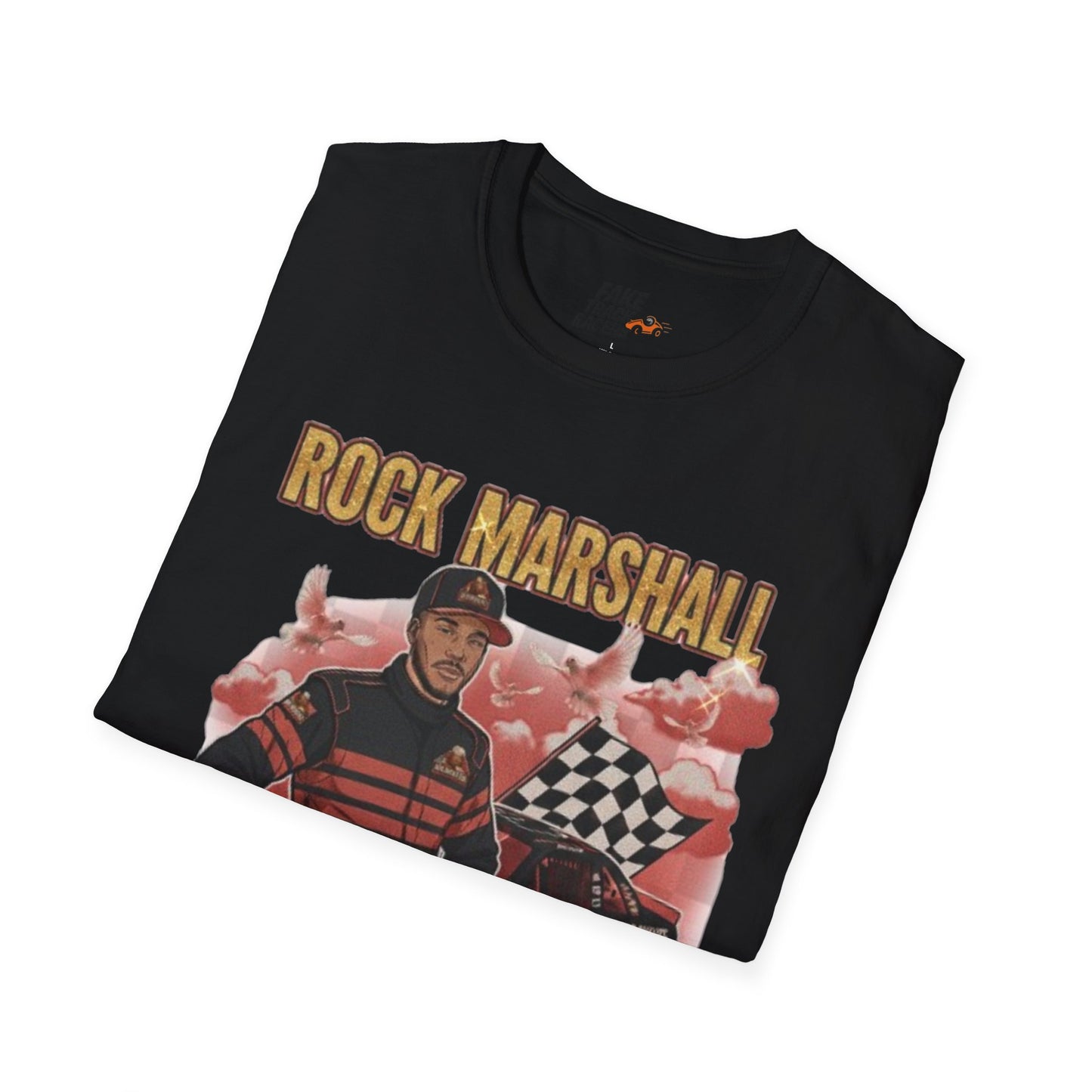 Vintage Style 90s Racing Tee Shirt ROCK MARSHALL Chef Microwave Fake Track Racers