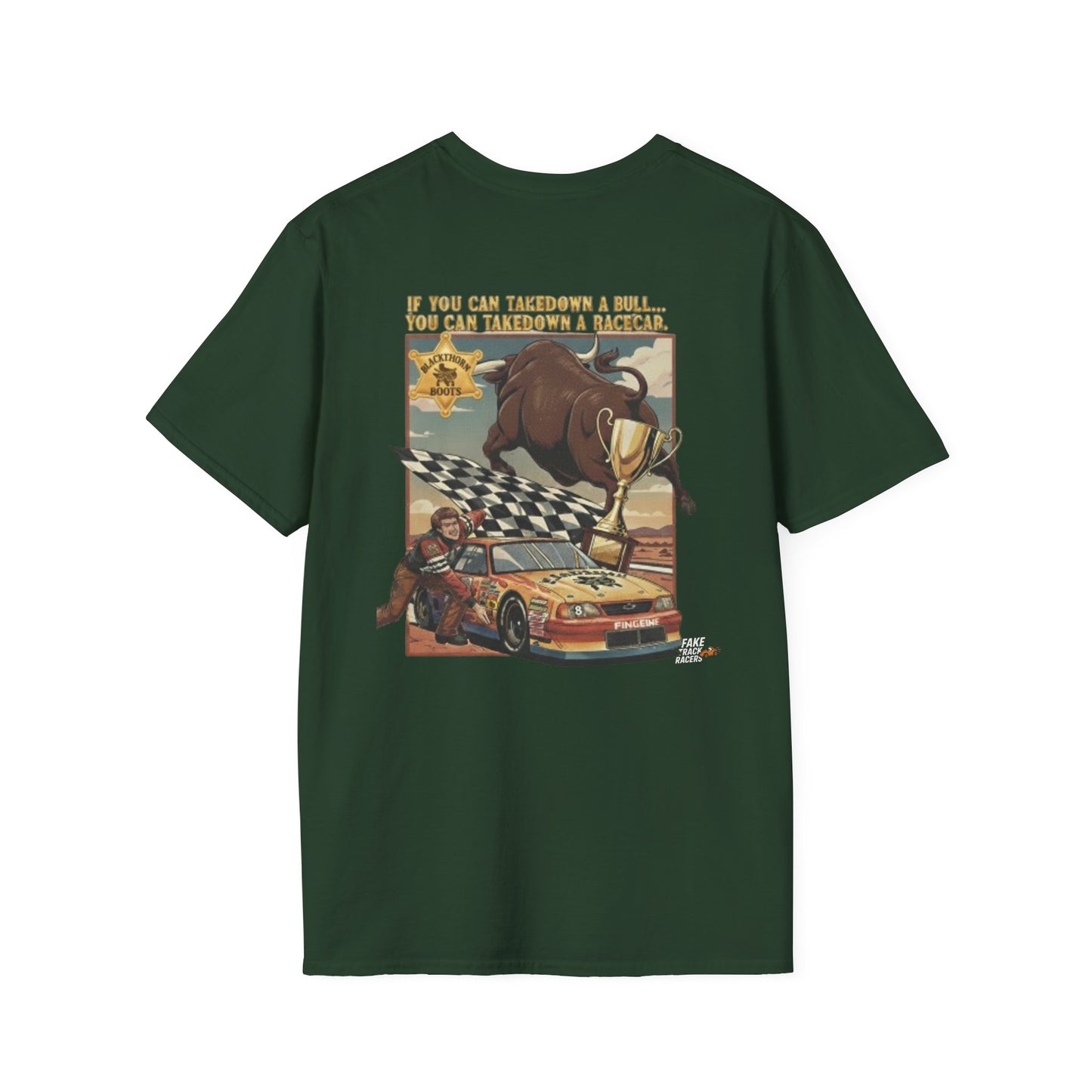 Vintage Style 90s Racing Tee Shirt PAUL MONTANA Bull Fake Track Racers