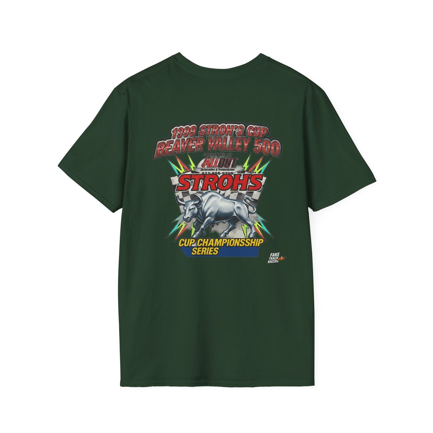 Vintage Style 90s Racing Tee Shirt STEELE VS CHRISTMAS Friendly Fire Fake Track Racers