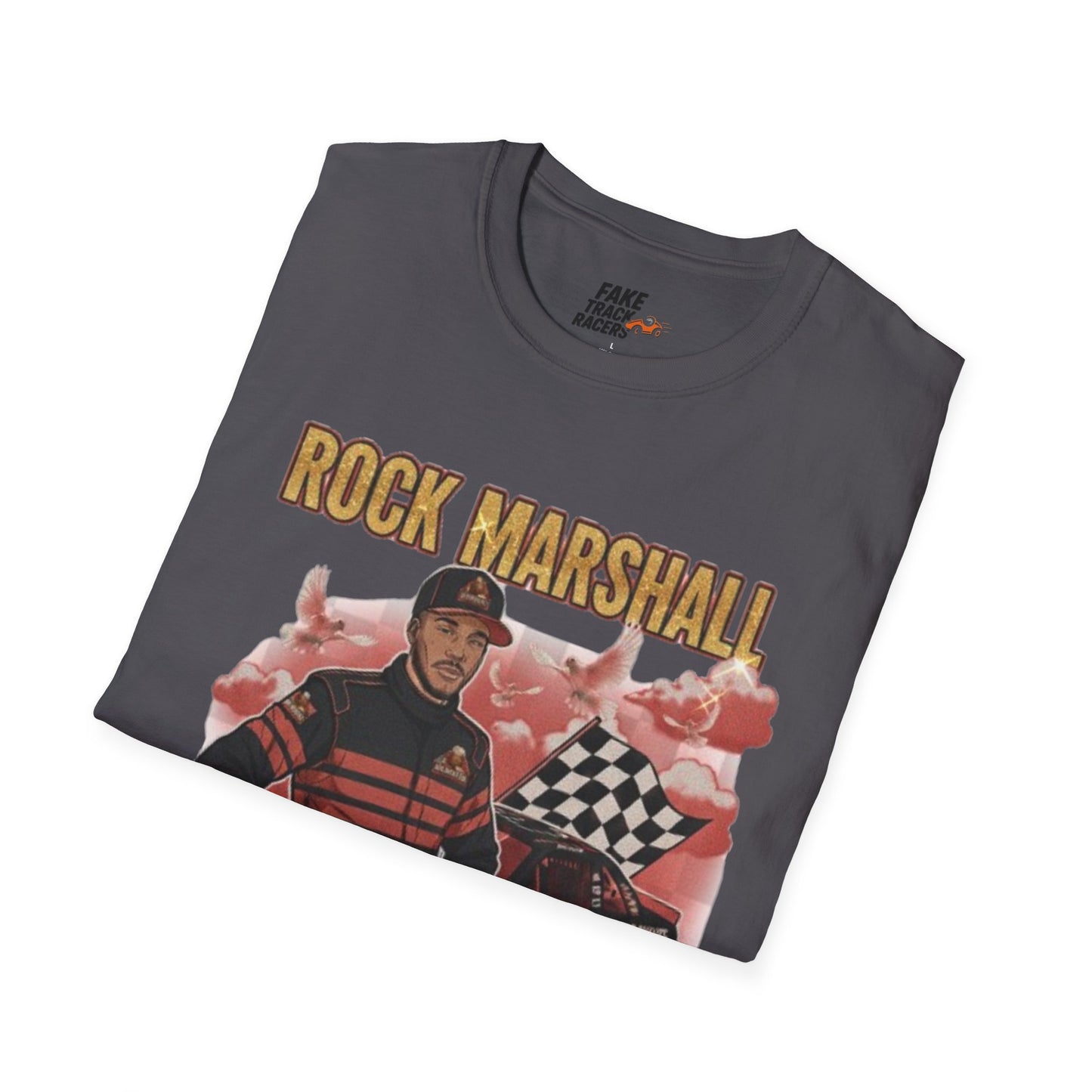 Vintage Style 90s Racing Tee Shirt ROCK MARSHALL Chef Microwave Fake Track Racers