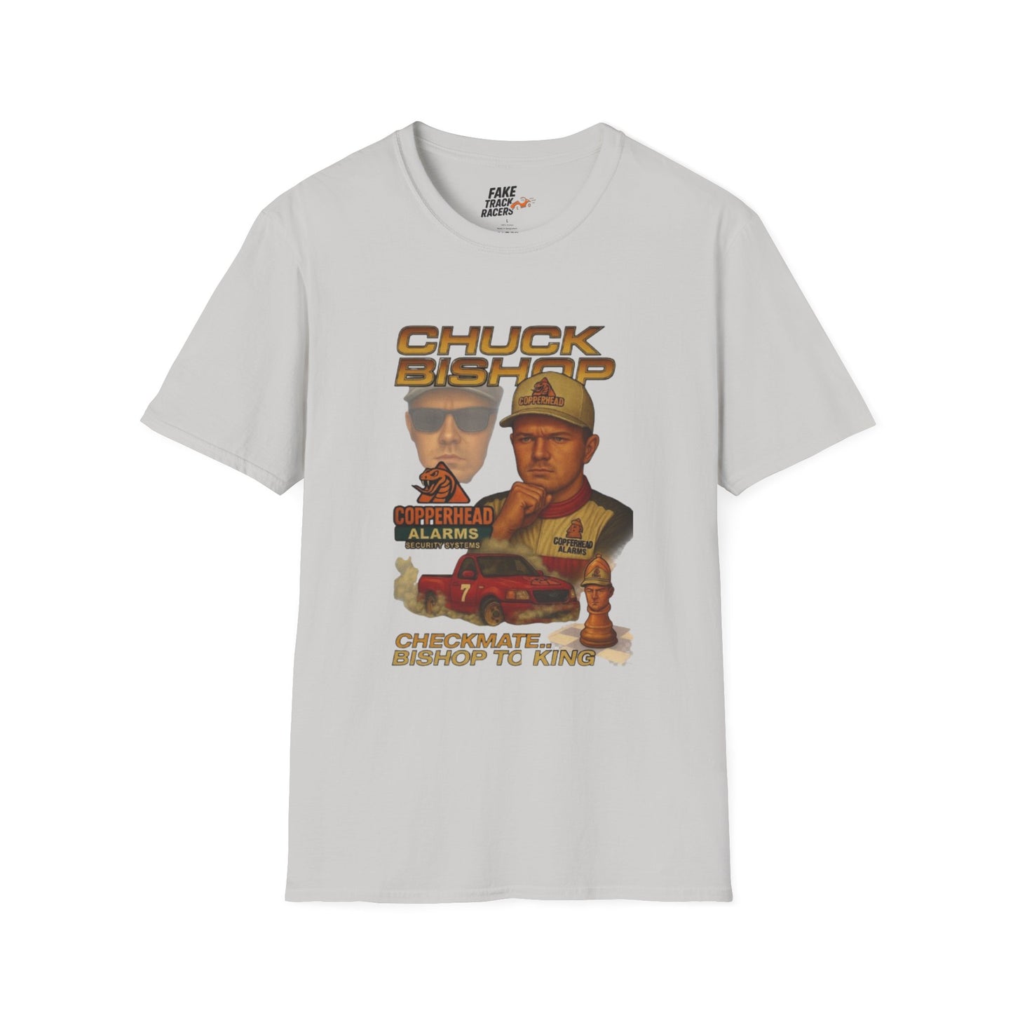 Vintage Style 90s Racing Tee Shirt CHUCK BISHOP Chess Fake Track Racers