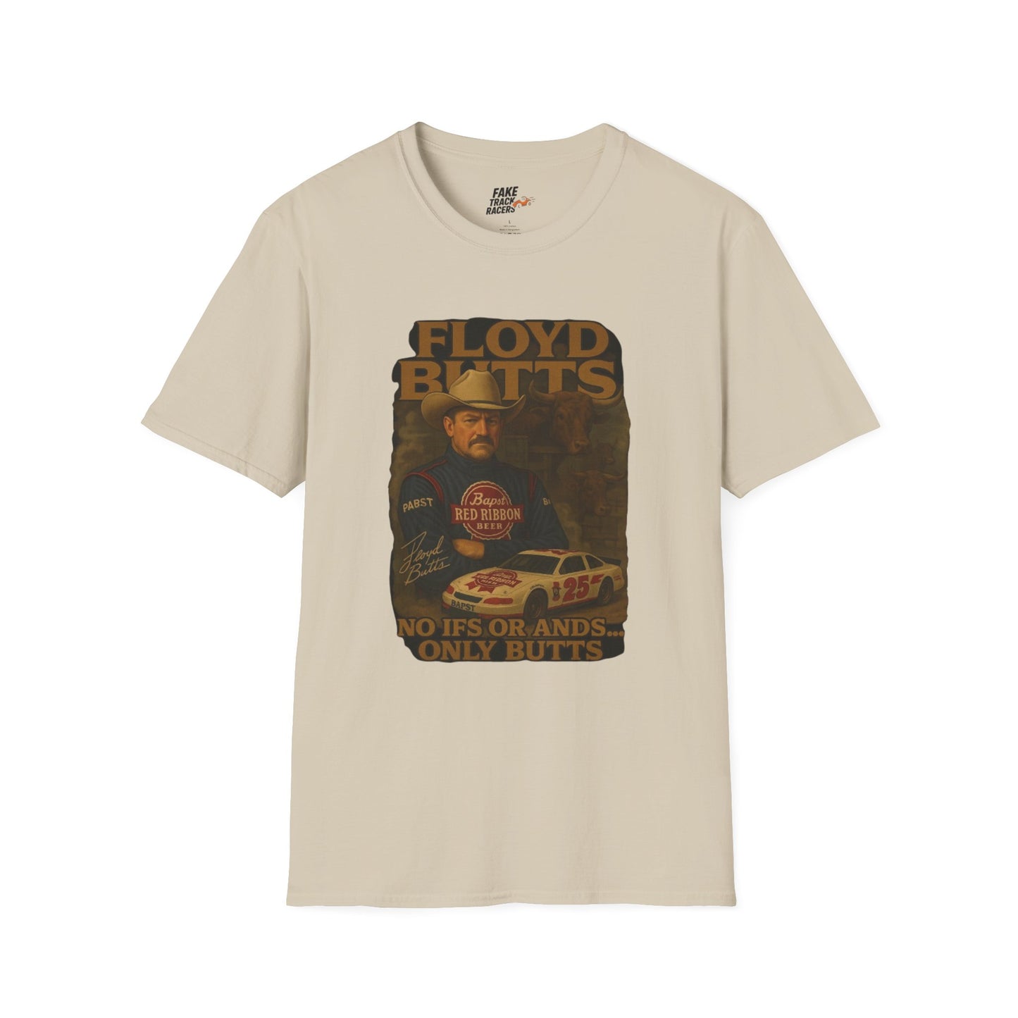 Vintage Style 90s Racing Tee Shirt FLOYD BUTTS Bapst Fake Track Racers