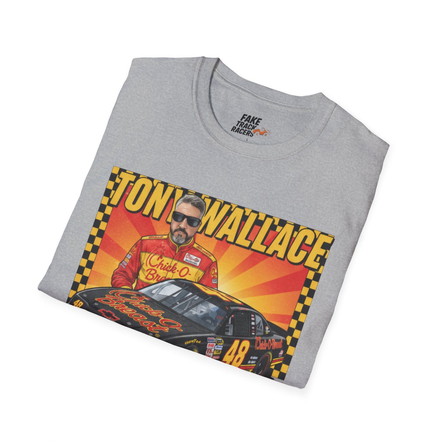 Vintage Style 90s Racing Tee Shirt TONY WALLACE Chick Fake Track Racers