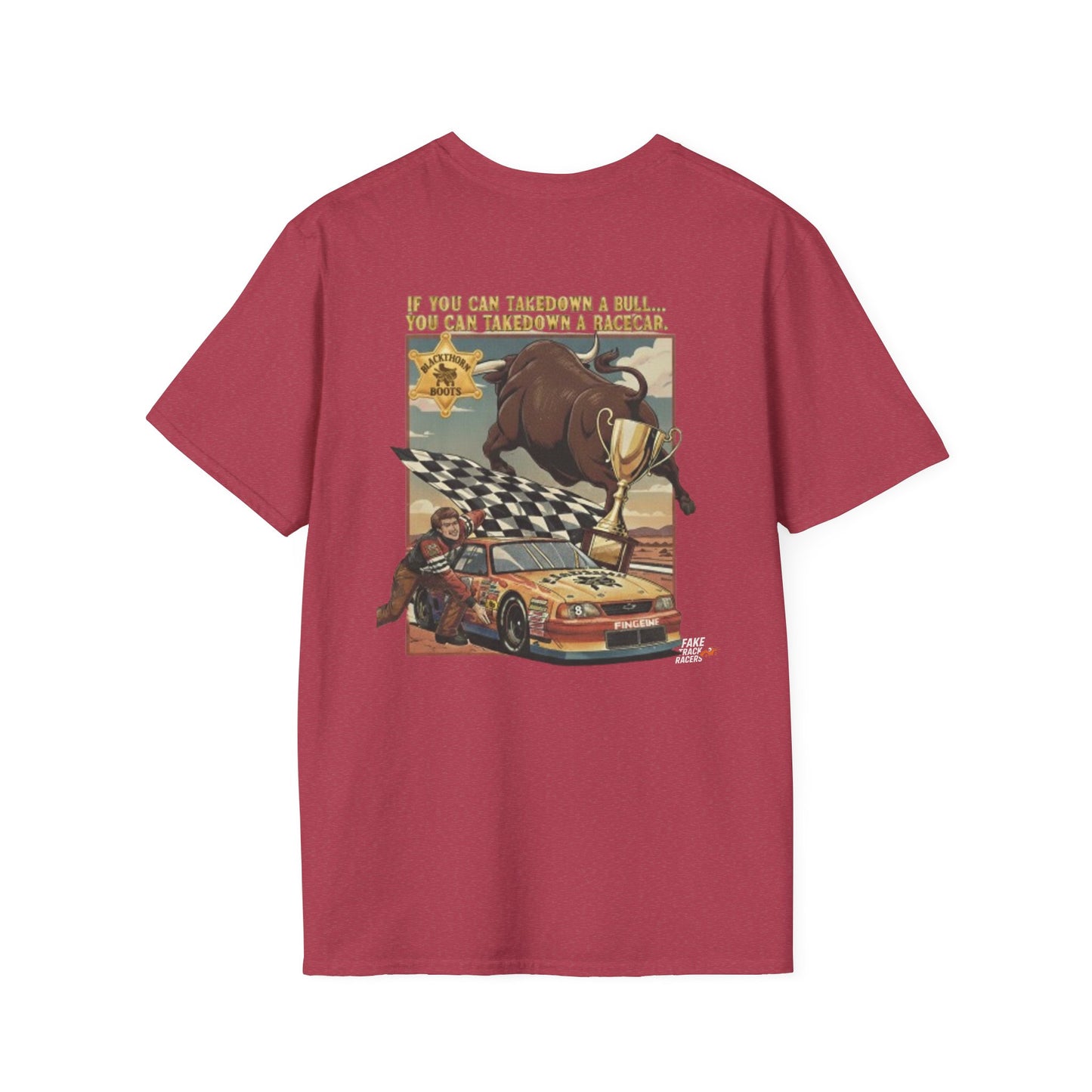 Vintage Style 90s Racing Tee Shirt PAUL MONTANA Bull Fake Track Racers