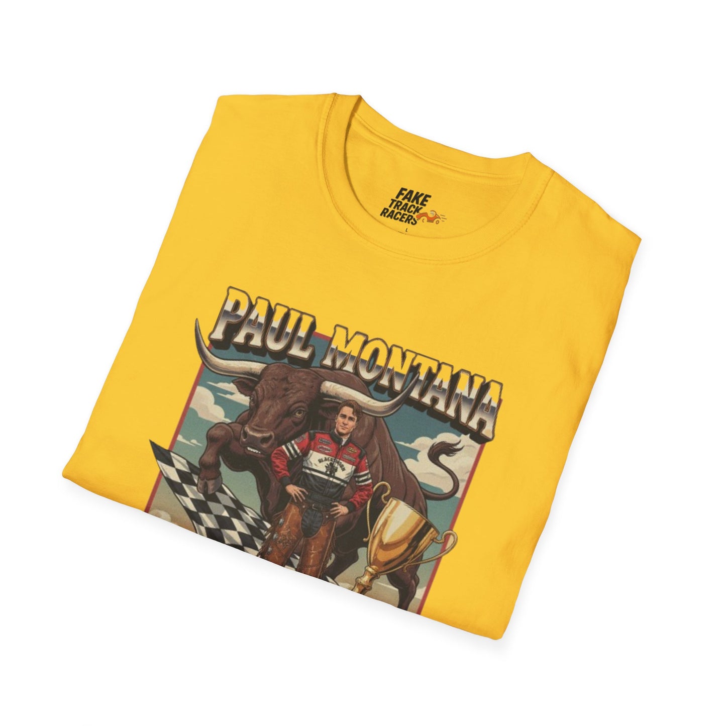Vintage Style 90s Racing Tee Shirt PAUL MONTANA Bull Fake Track Racers