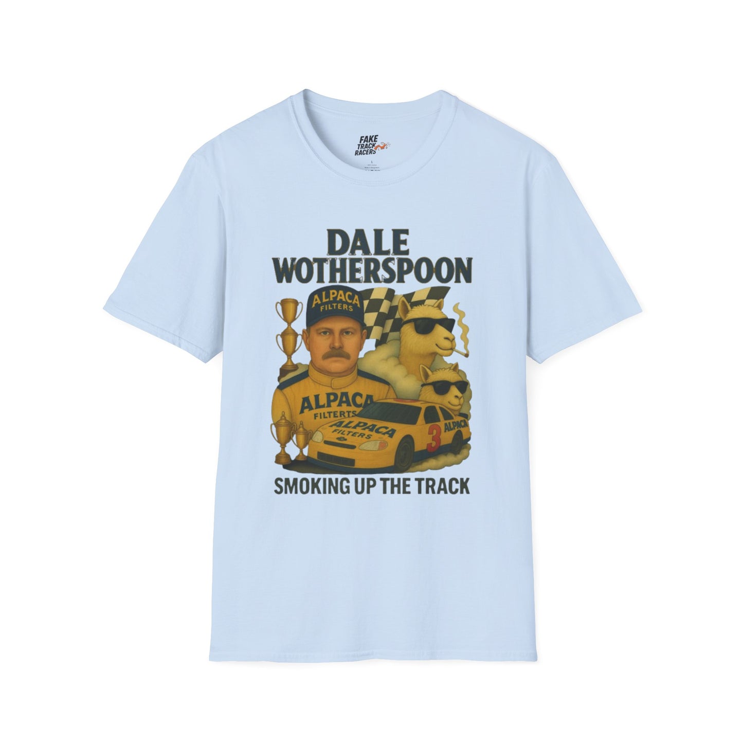 Vintage Style 90s Racing Tee Shirt DALE WOTHERSPOON Alpaca Fake Track Racers