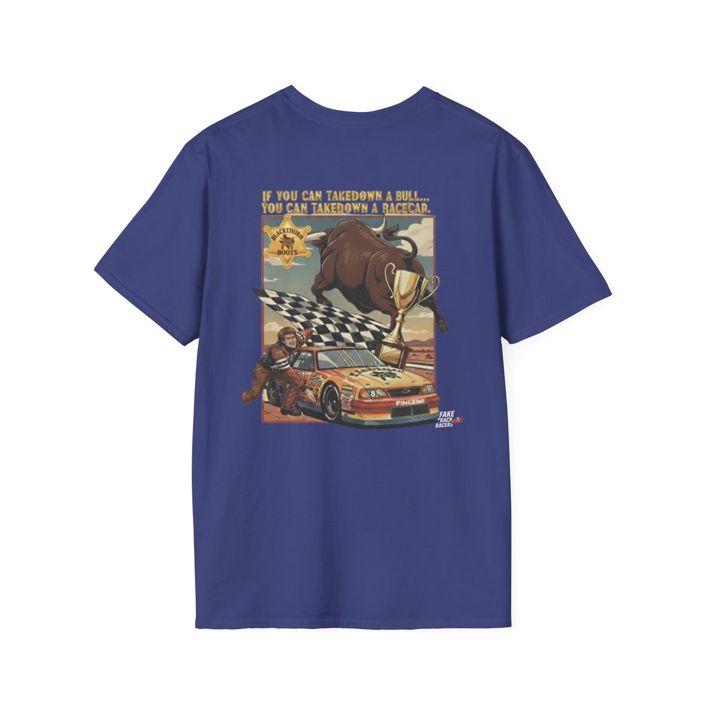 Vintage Style 90s Racing Tee Shirt PAUL MONTANA Bull Fake Track Racers
