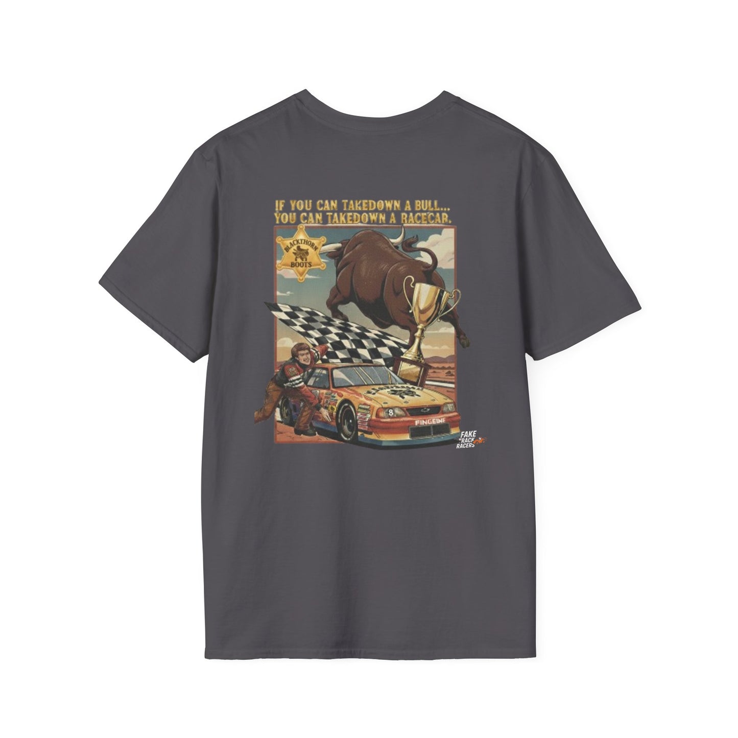 Vintage Style 90s Racing Tee Shirt PAUL MONTANA Bull Fake Track Racers