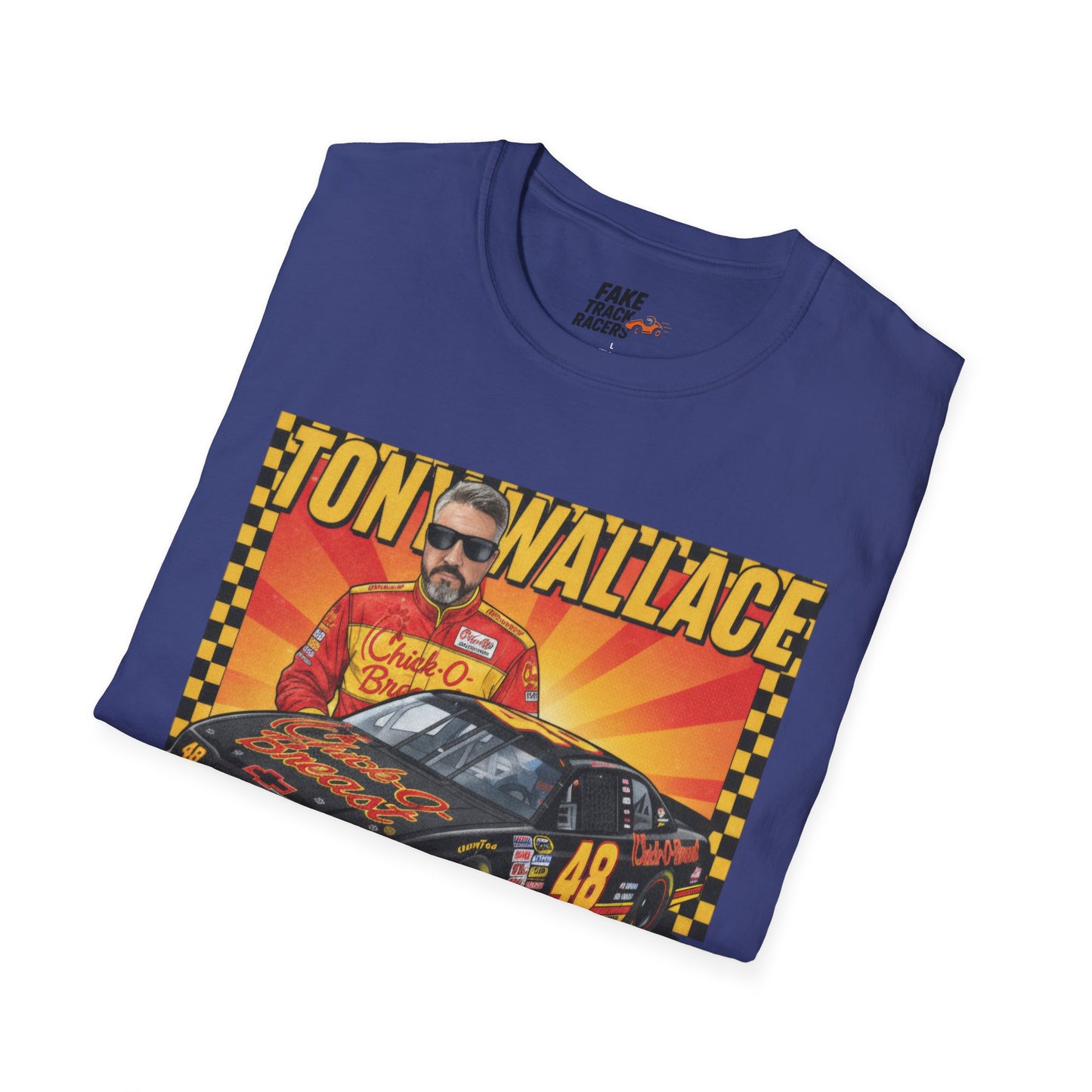 Vintage Style 90s Racing Tee Shirt TONY WALLACE Chick Fake Track Racers