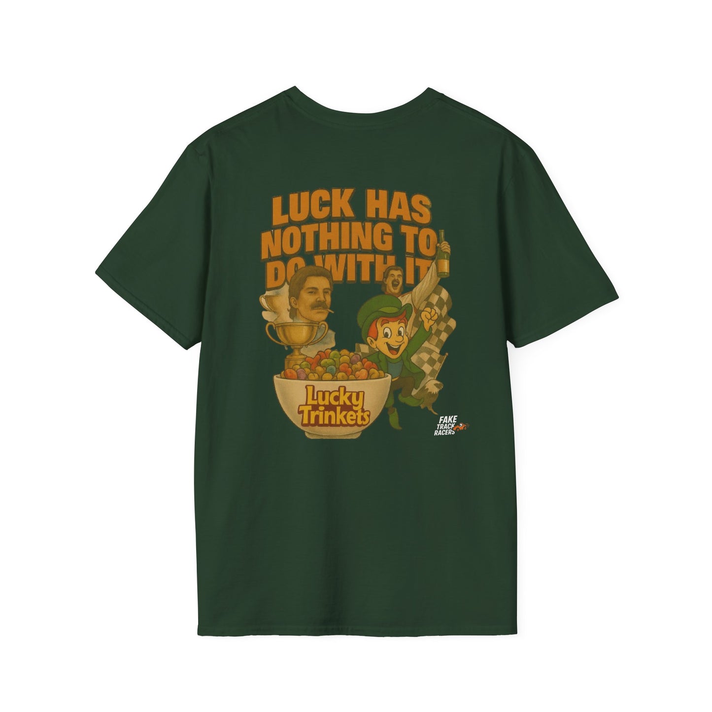 Vintage Style 90s Racing Tee Shirt JAKE OHOULAHAN Lucky Trinkets Fake Track Racers