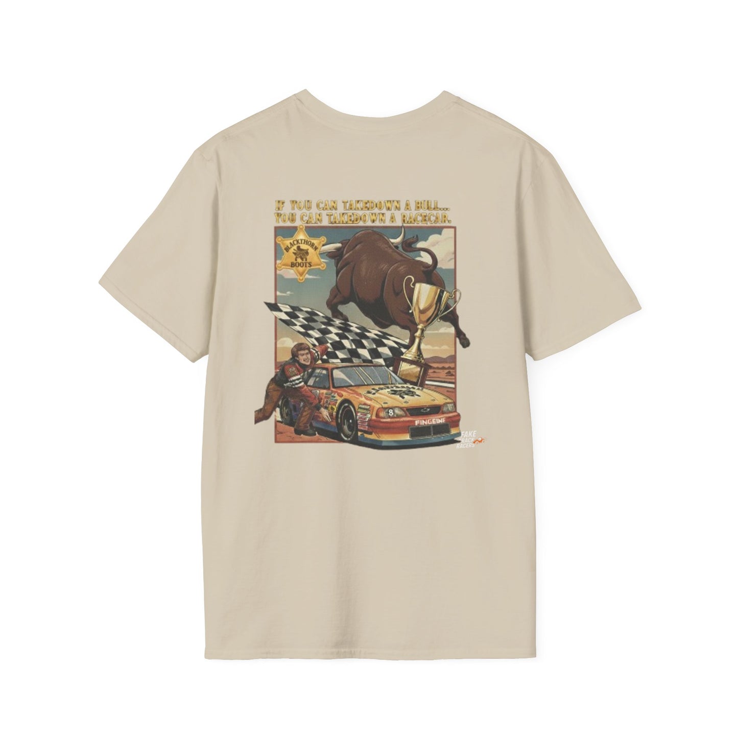 Vintage Style 90s Racing Tee Shirt PAUL MONTANA Bull Fake Track Racers