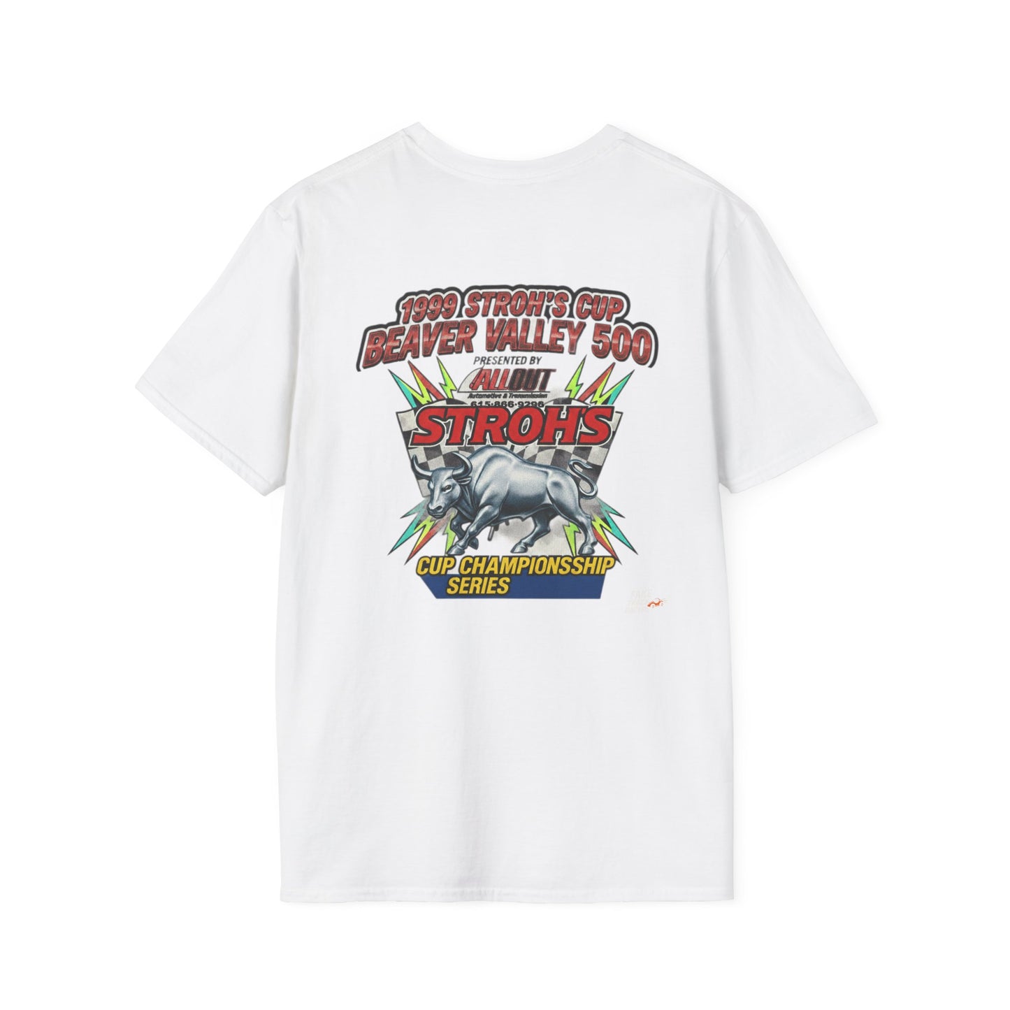 Vintage Style 90s Racing Tee Shirt STEELE VS CHRISTMAS Friendly Fire Fake Track Racers