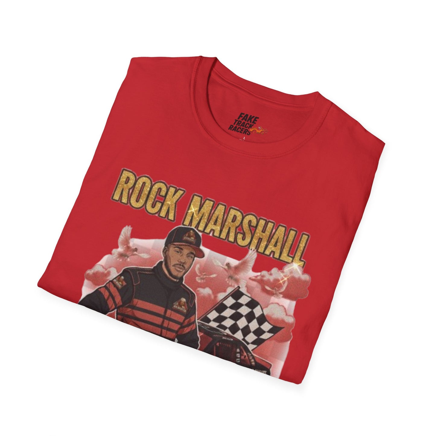 Vintage Style 90s Racing Tee Shirt ROCK MARSHALL Chef Microwave Fake Track Racers