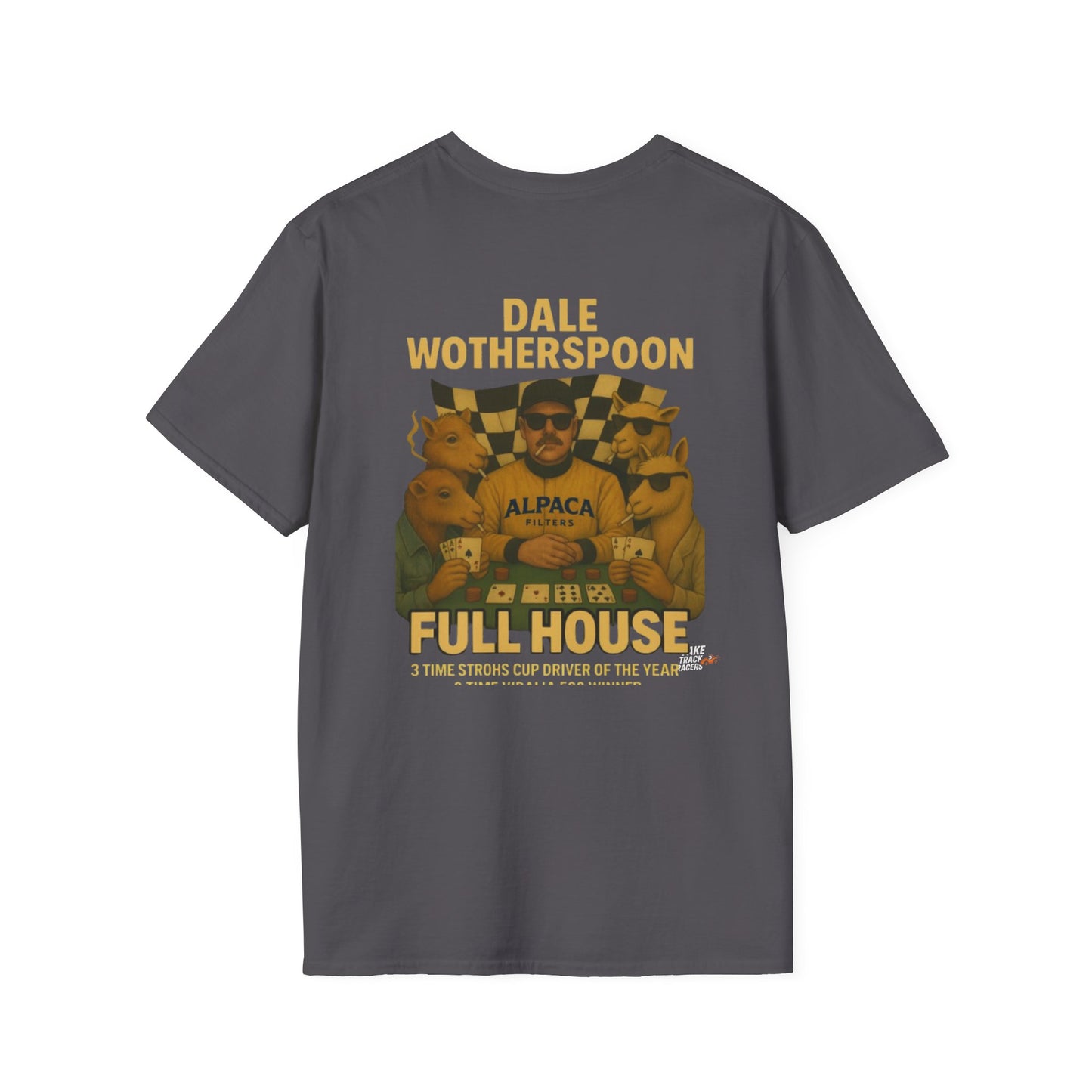 Vintage Style 90s Racing Tee Shirt DALE WOTHERSPOON Alpaca Fake Track Racers