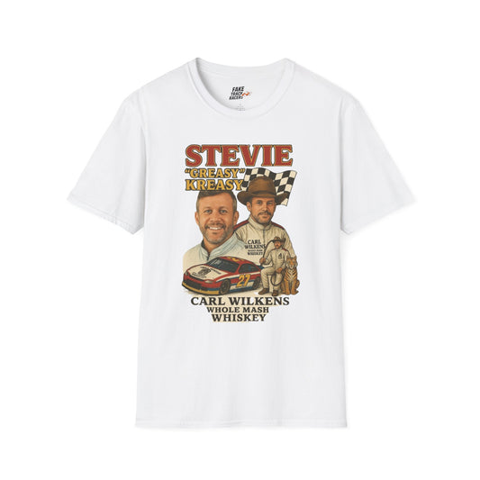 Vintage Style 90s Racing Tee Shirt STEVIE KREASY Whiskey Fake Track Racers