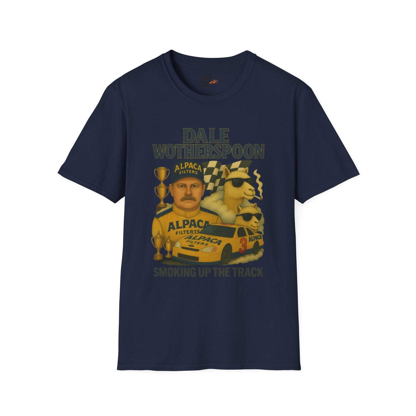 Vintage Style 90s Racing Tee Shirt DALE WOTHERSPOON Alpaca Fake Track Racers