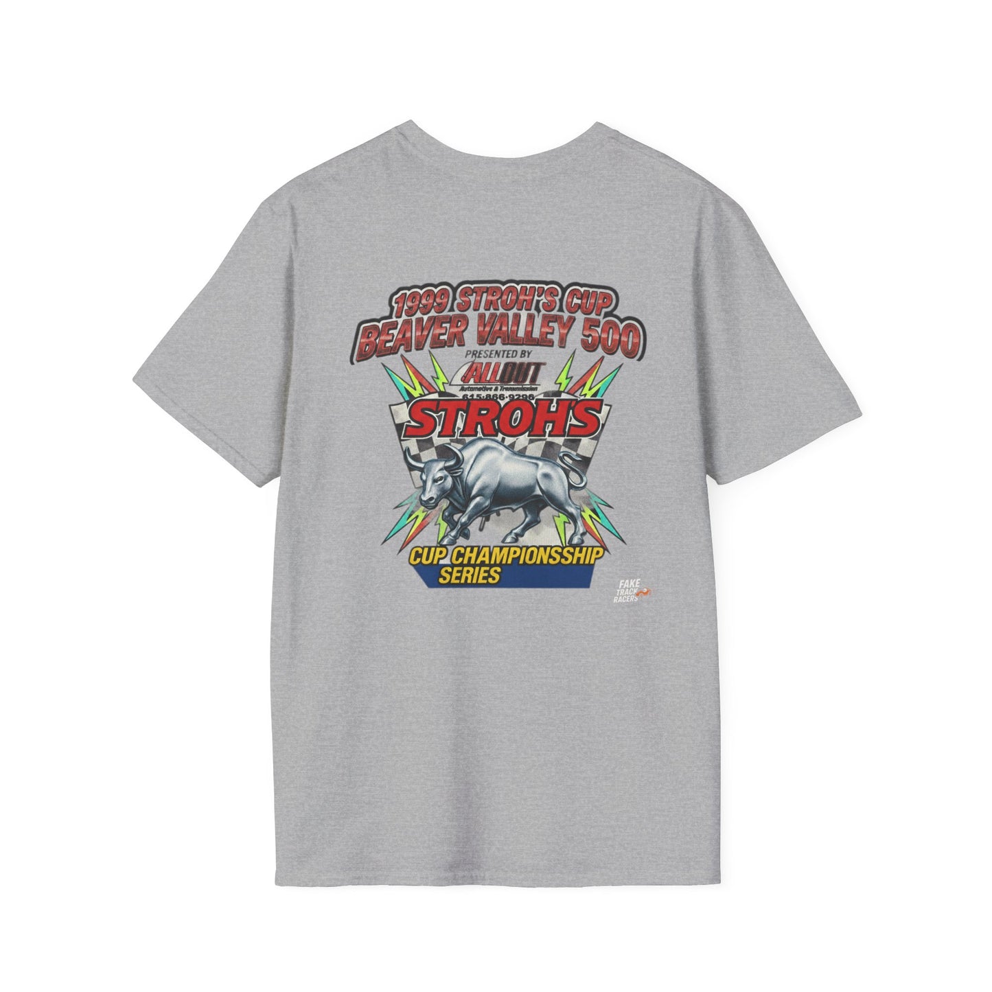 Vintage Style 90s Racing Tee Shirt STEELE VS CHRISTMAS Friendly Fire Fake Track Racers