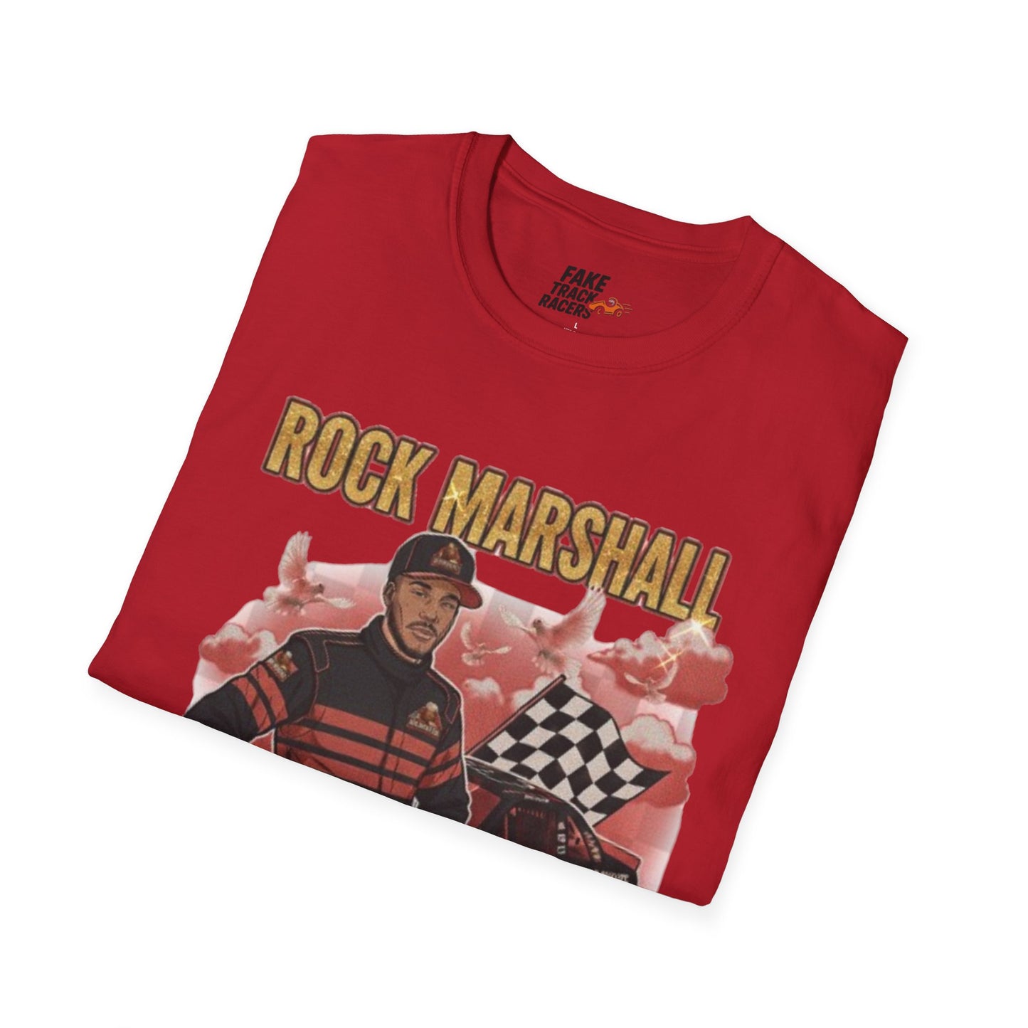 Vintage Style 90s Racing Tee Shirt ROCK MARSHALL Chef Microwave Fake Track Racers