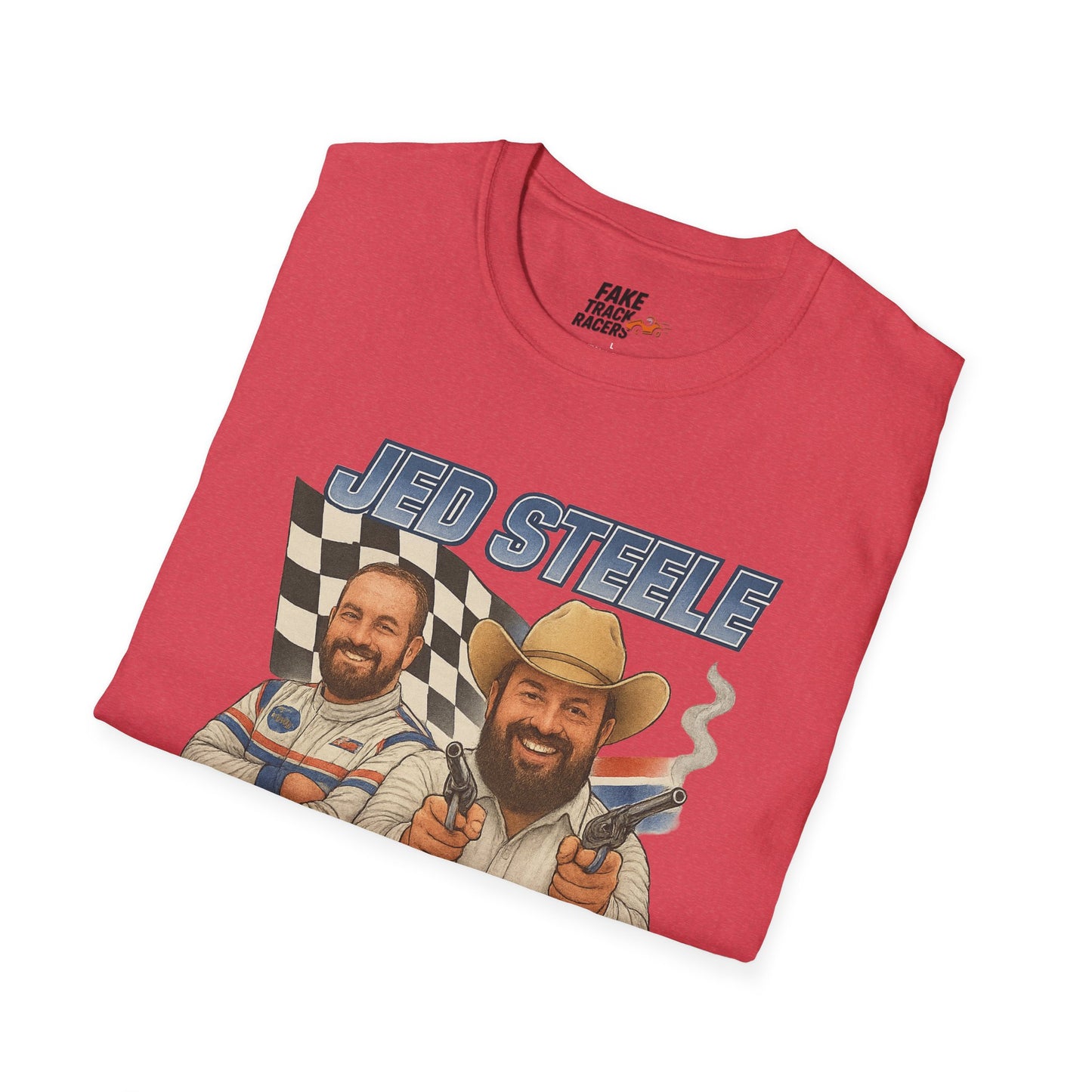 Vintage Style 90s Racing Tee Shirt JED STEELE AllOut Fake Track Racers