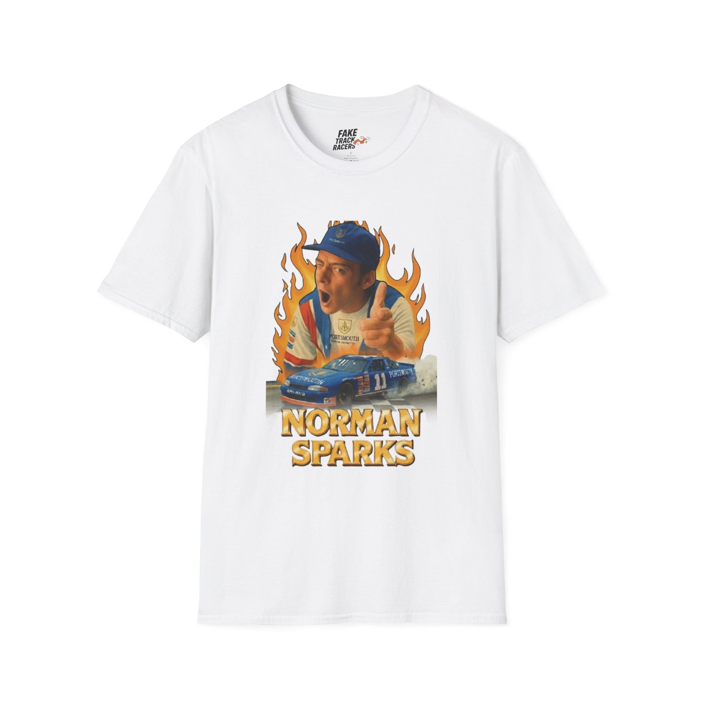 Vintage Style 90s Racing Tee Shirt NORMAN SPARKS Victory Fake Track Racers