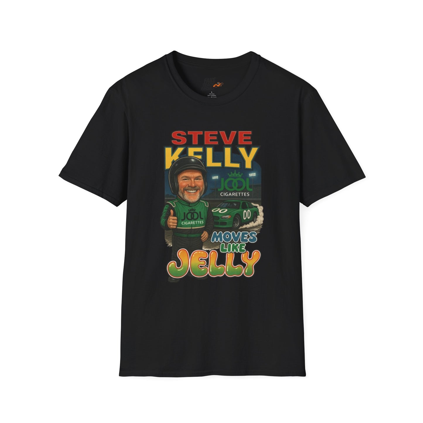 Vintage Style 90s Racing Tee Shirt STEVE KELLY Jool Fake Track Racers